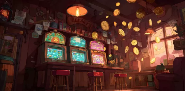 Monete d'oro volano intorno alle slot machine Wildsino come pioggia di stelle