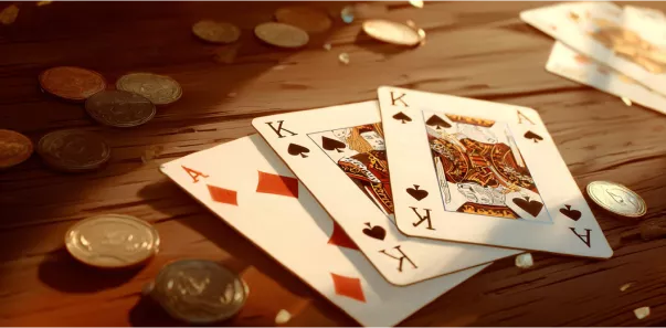 Le carte vincenti del Texas Hold'em di Wildsino giacciono sul tavolo del fato